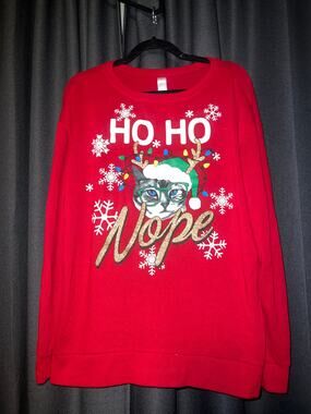 Ugly Christmas Sweater Xmas Sweatshirt Crewneck Size Large Cat